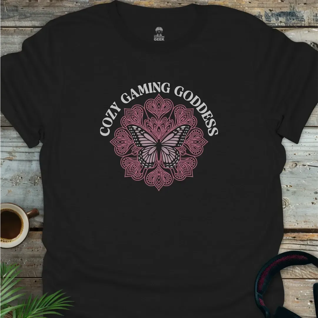 Cozy Gamer Goddess - Geek T-Shirt - Black