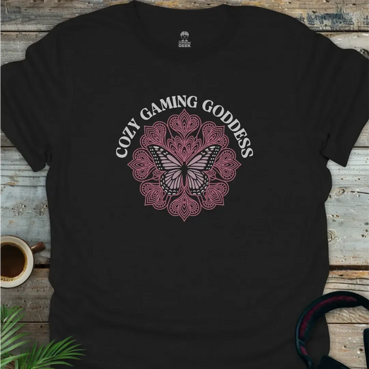 Cozy Gamer Goddess - Geek T-Shirt - Black