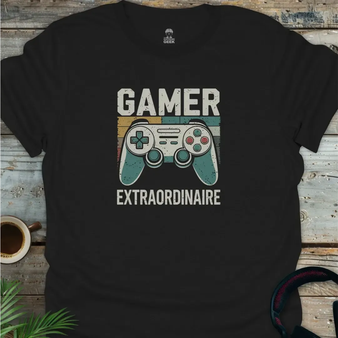 Gamer Extraordinaire - Geek T-Shirt - Black
