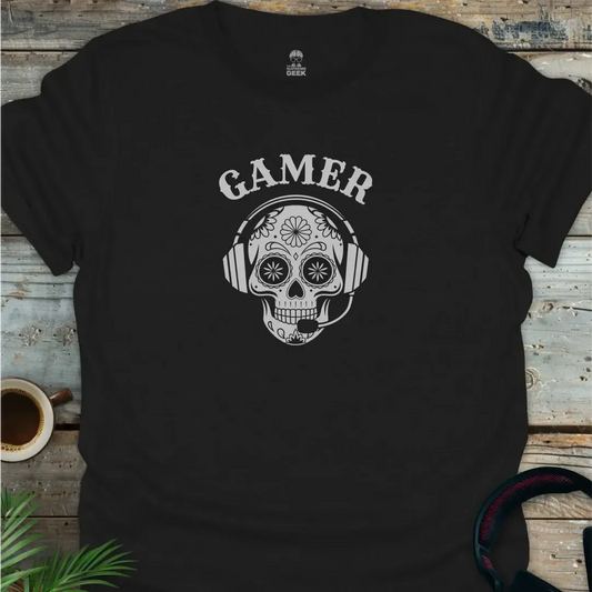 Gamer - Sugar Skull - Geek T-Shirt - Black
