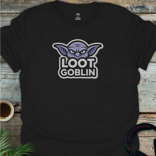 Purple Loot Goblin - Geek T-Shirt - Black
