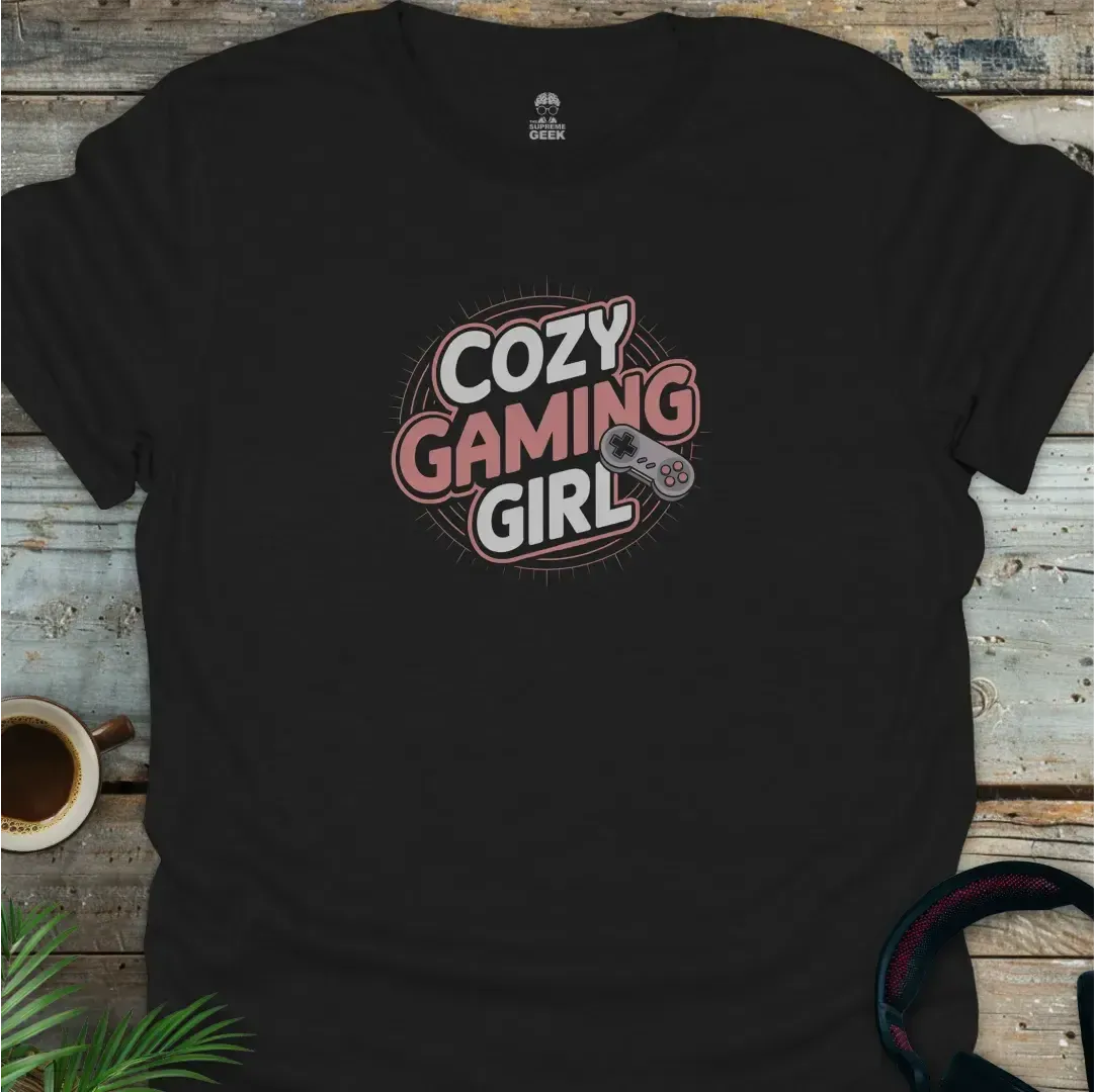 Cozy Gaming Girl - Geek T-Shirt - Black