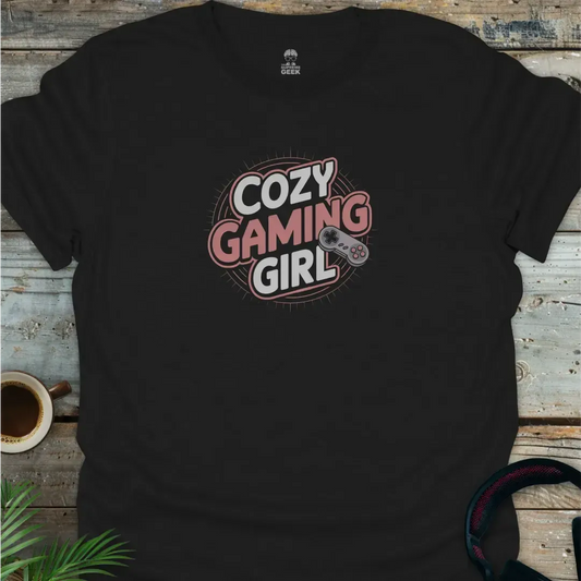 Cozy Gaming Girl - Geek T-Shirt - Black