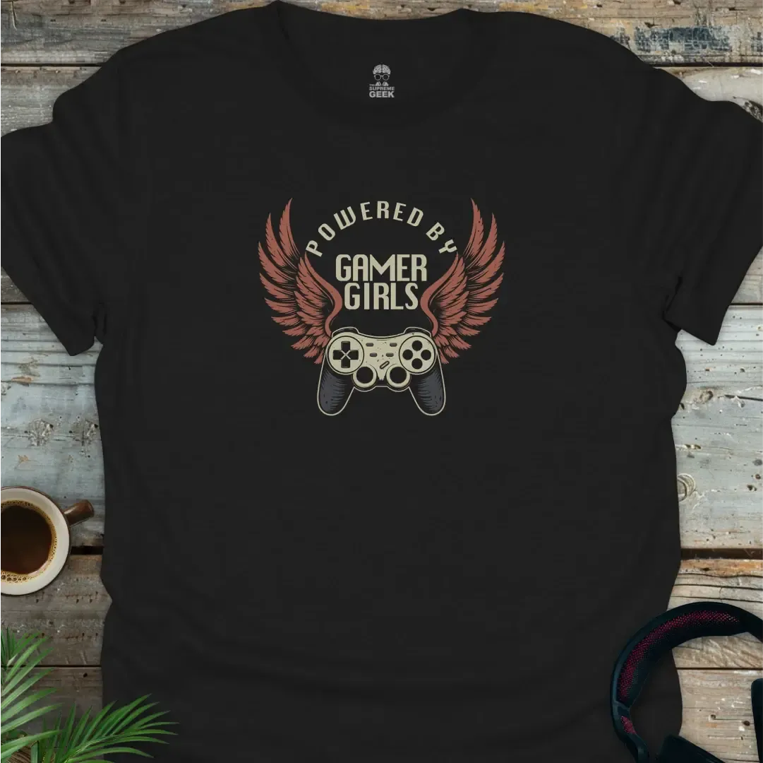 Powered By Gamer Girls - Geek T-Shirt - Black