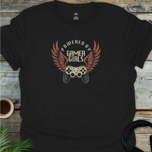 Powered By Gamer Girls - Geek T-Shirt - Black