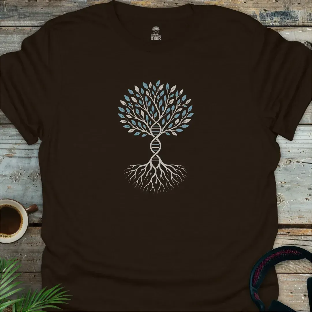 DNA Tree - Geek T-Shirt - Dark Chocolate
