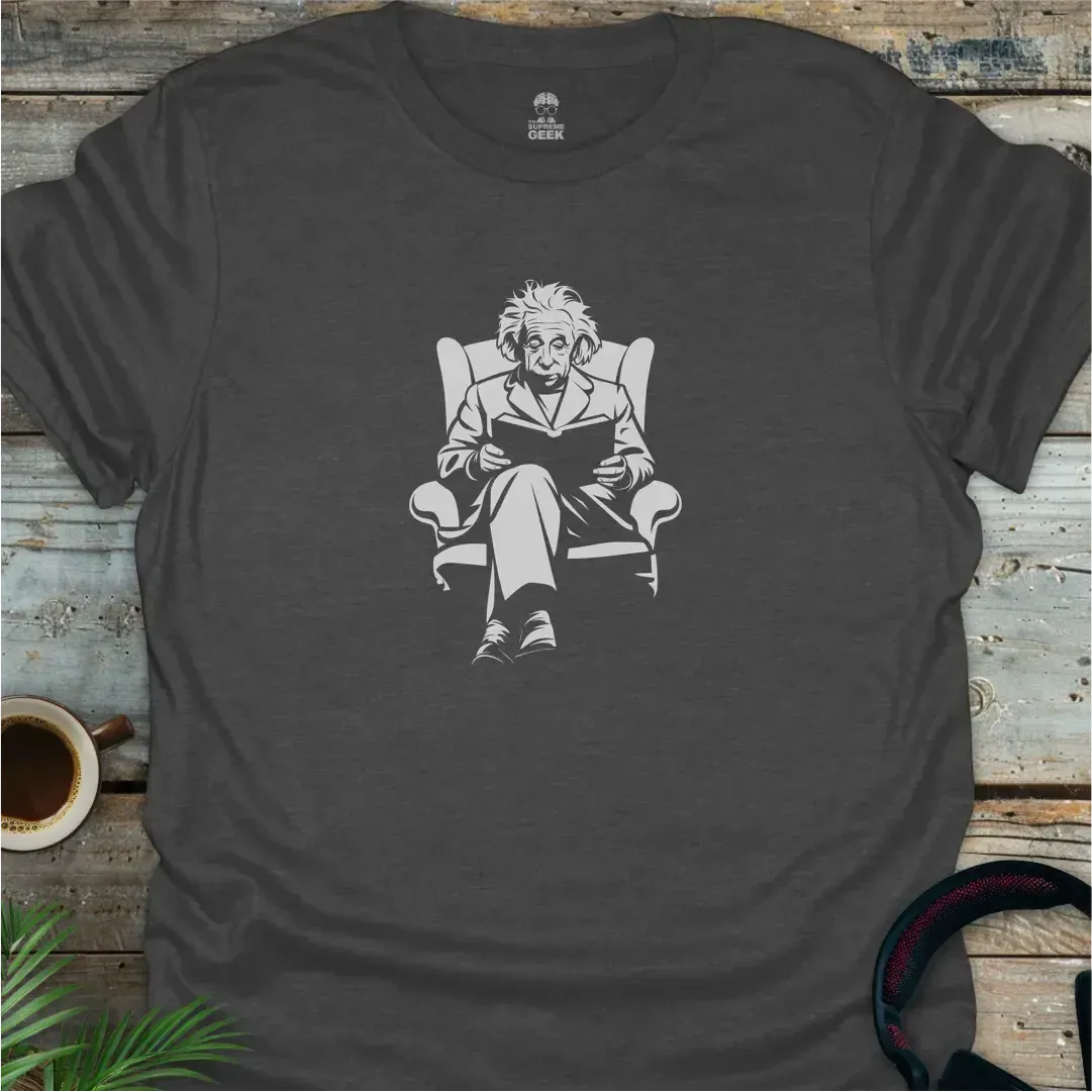 Einstein Reading - Geek T-Shirt - Dark Heather