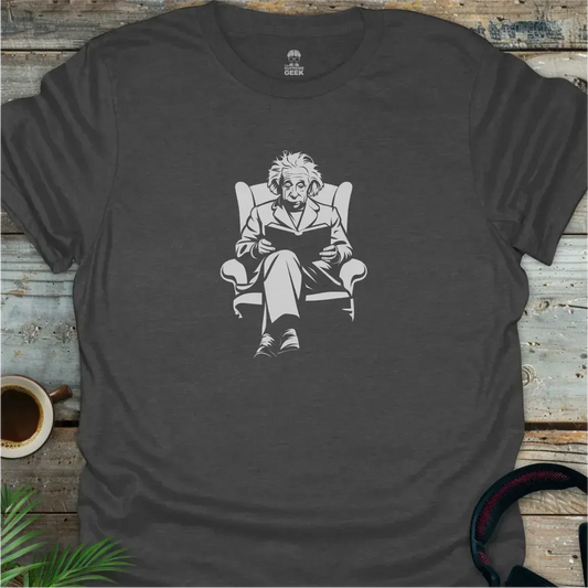 Einstein Reading - Geek T-Shirt - Dark Heather