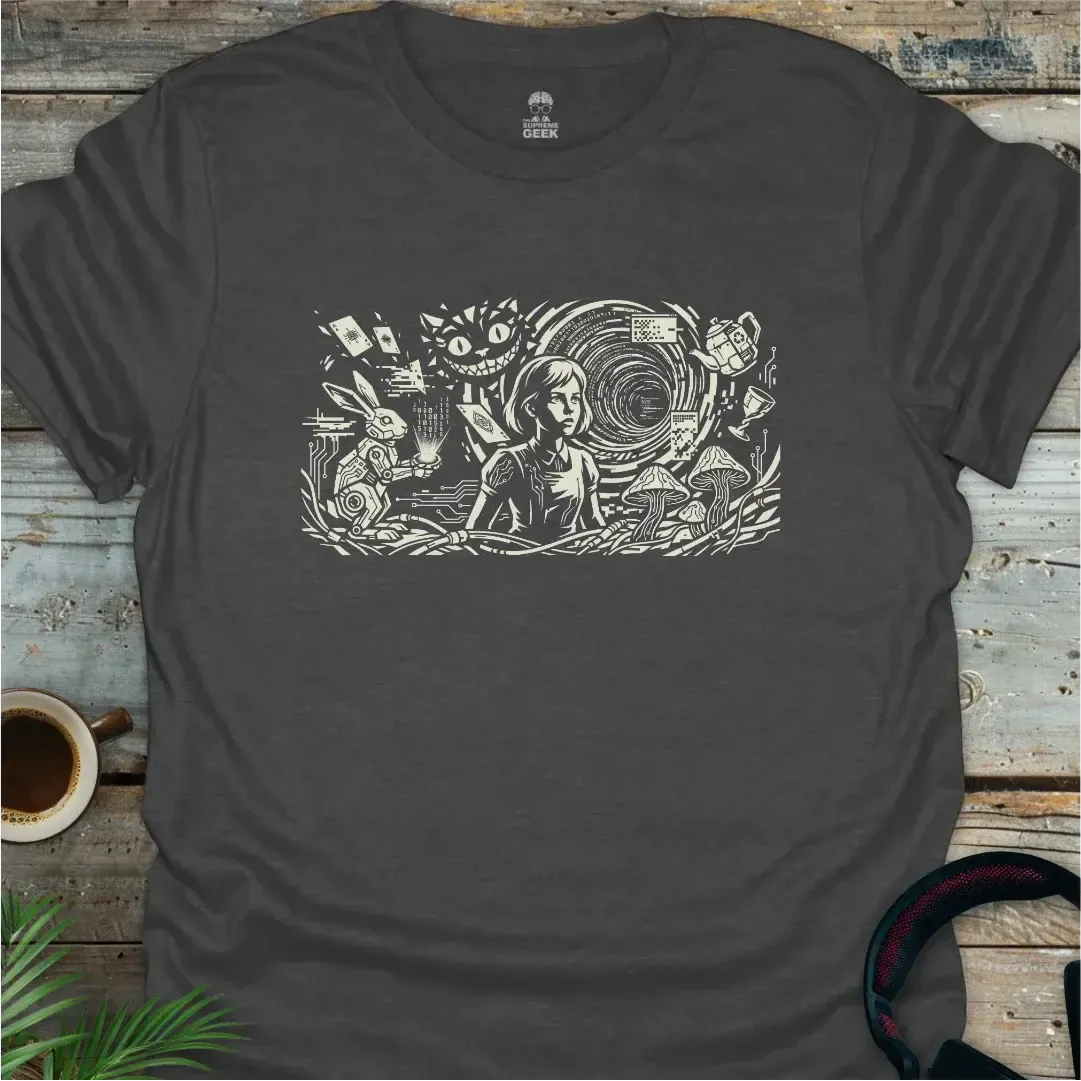 Alice In Cyberland - Geek T-Shirt - Dark Heather