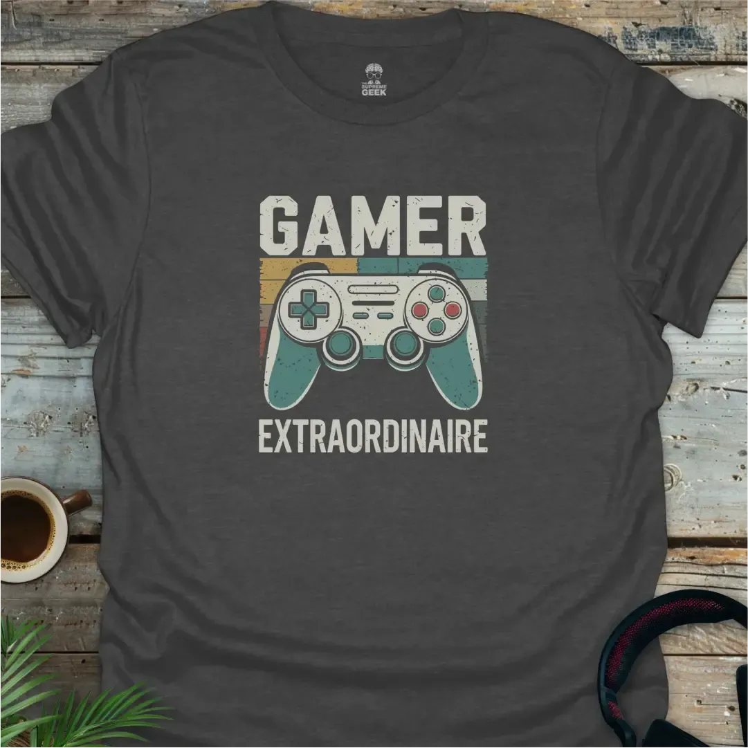 Gamer Extraordinaire - Geek T-Shirt - Dark Heather