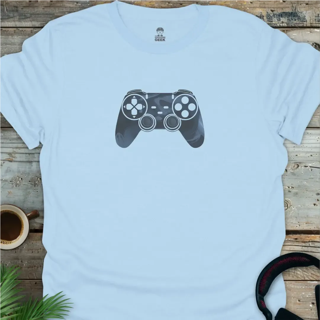 Swirling Game Controller - Geek T-Shirt - Light Blue