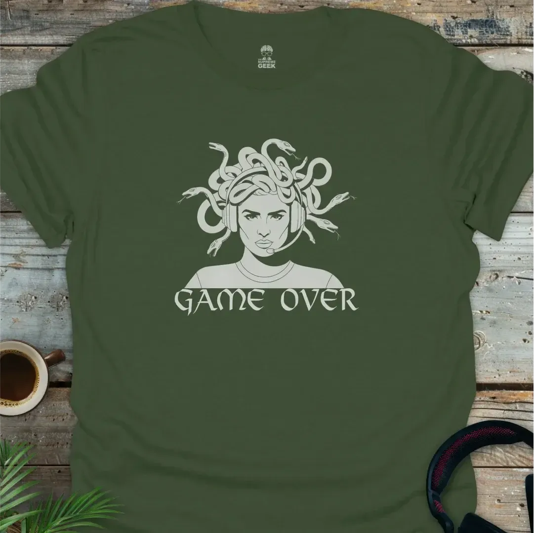 Game Over - Medusa - Geek T-Shirt - Military Green