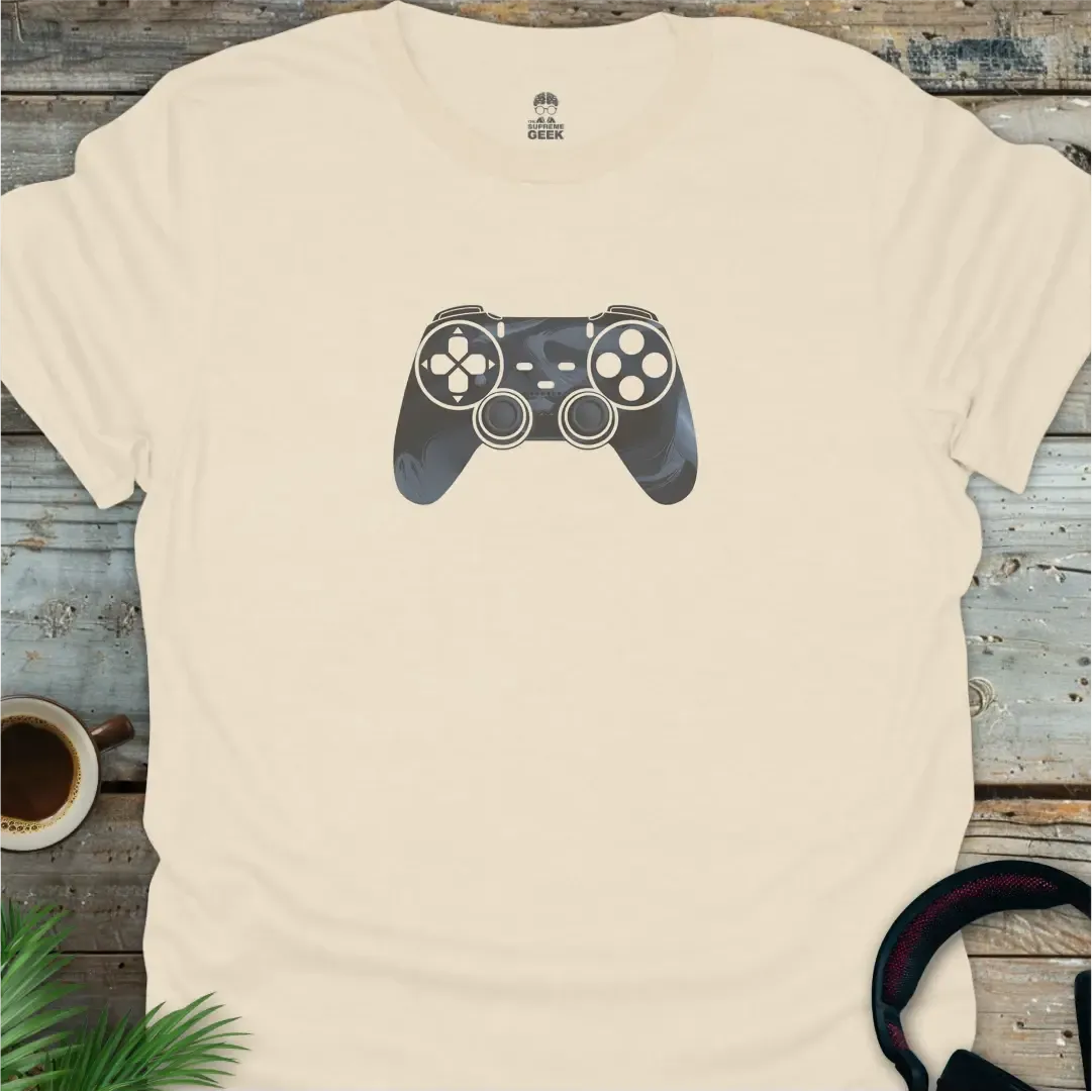 Swirling Game Controller - Geek T-Shirt - Natural