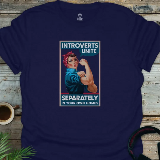 Introverts Unite - Geek T-Shirt - Navy