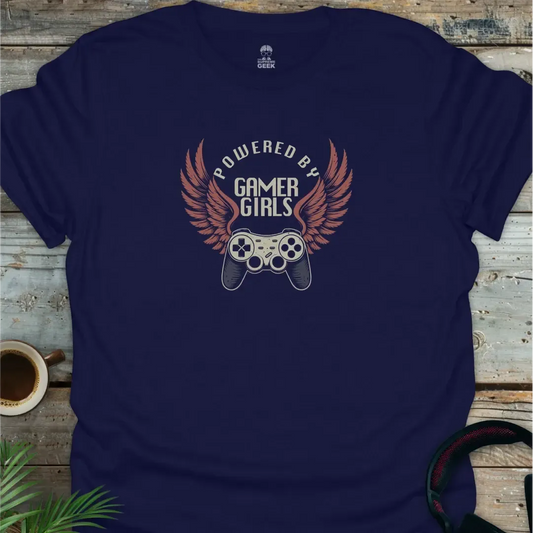 Powered By Gamer Girls - Geek T-Shirt - Navy