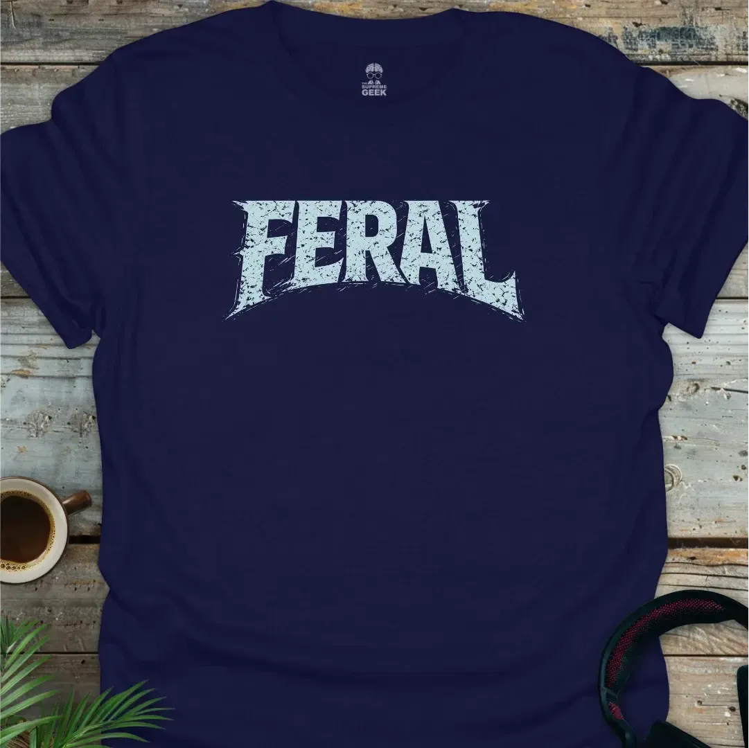 Feral - Funny Geek T-Shirt - Navy