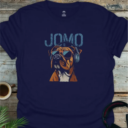 JOMO - Joy Of Missing Out (Boxer Dog) - Geek T-Shirt - Navy