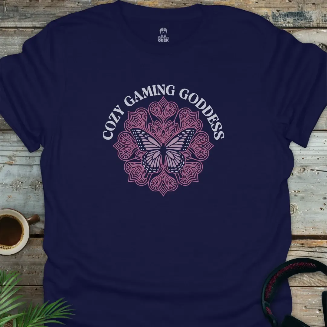 Cozy Gamer Goddess - Geek T-Shirt - Navy