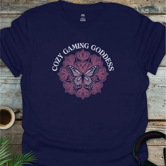 Cozy Gamer Goddess - Geek T-Shirt - Navy