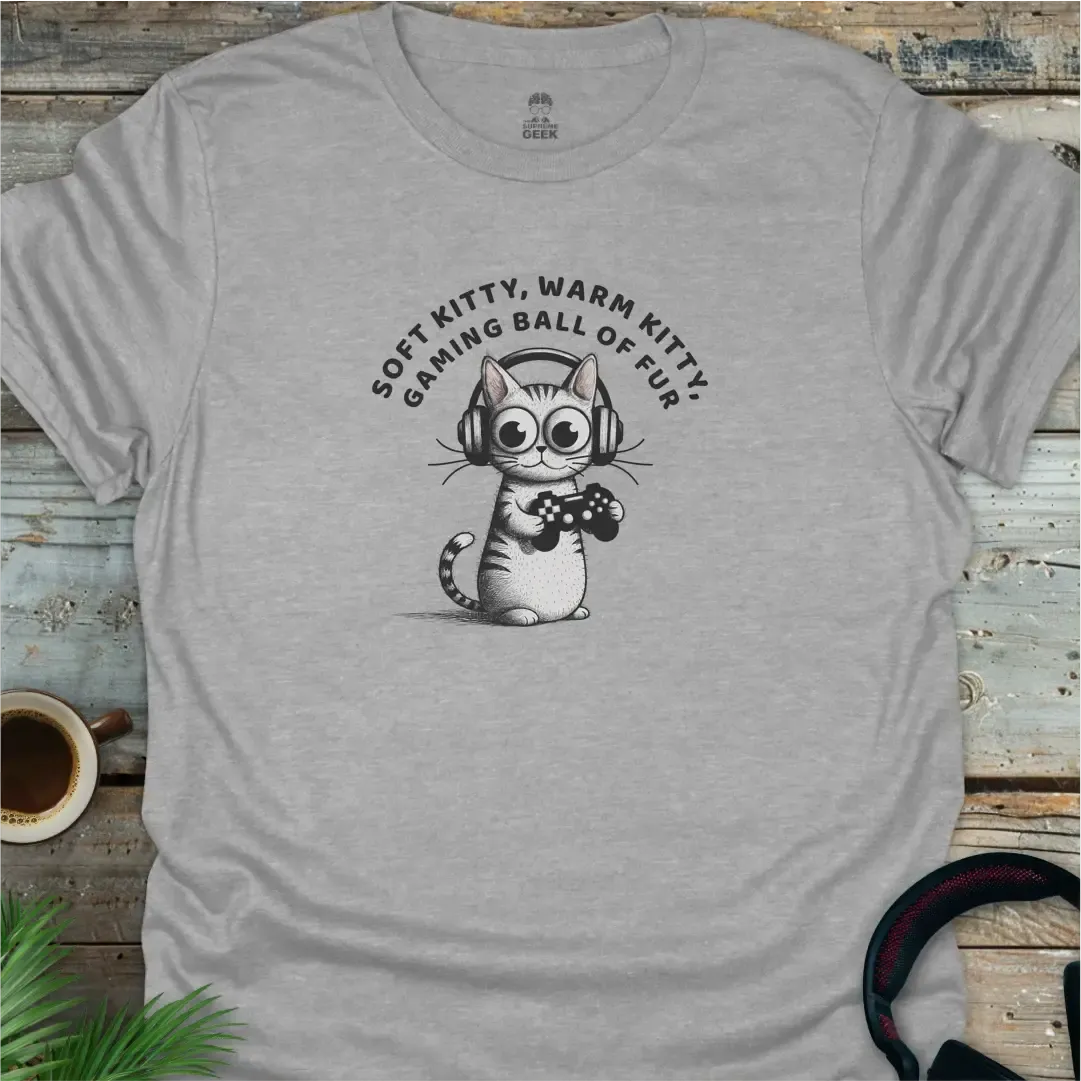 Soft Kitty, Warm Kitty, Gaming Ball Of Fur - Geek T-Shirt - Sport Grey