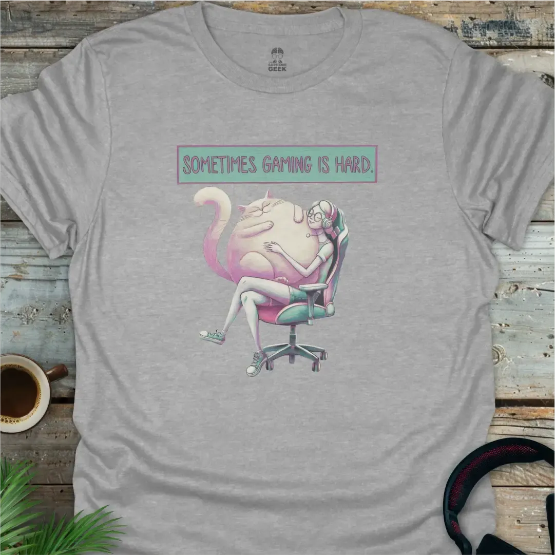 Sometimes Gaming Is Hard - Geek T-Shirt - Sport Grey