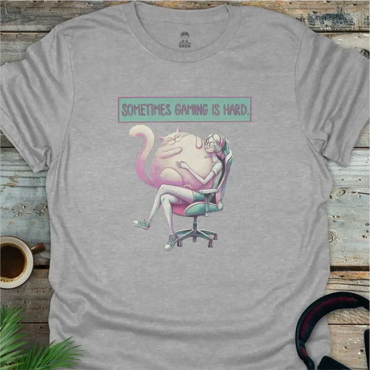 Sometimes Gaming Is Hard - Geek T-Shirt - Sport Grey