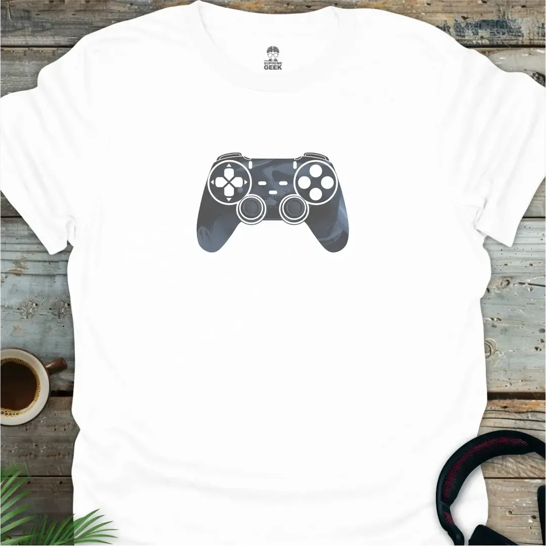 Swirling Game Controller - Geek T-Shirt - White