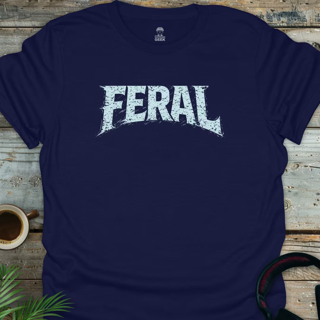 Feral - Funny Geek T-Shirt - Navy