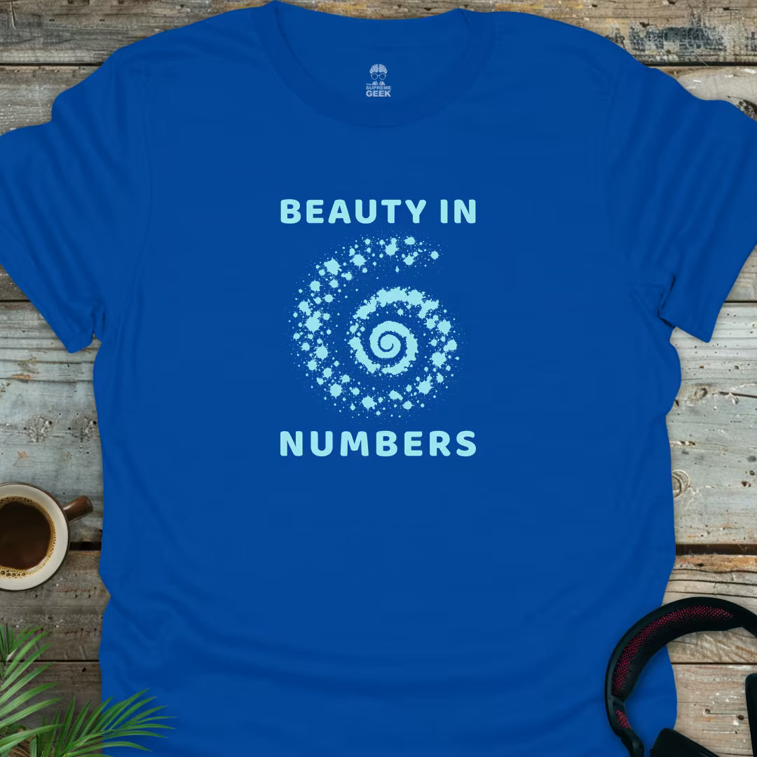 Beauty In Numbers (Logarithmic Spiral) - Geek T-Shirt - Royal