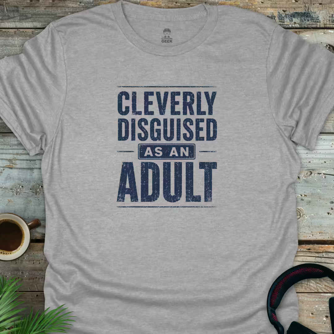 Cleverly Disguised As An Adult - Geek T-Shirt - Sport Grey