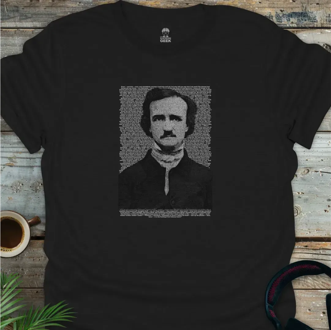Edgar Allen Poe - Tell Tale T-Shirt - Geek T-Shirt - Black