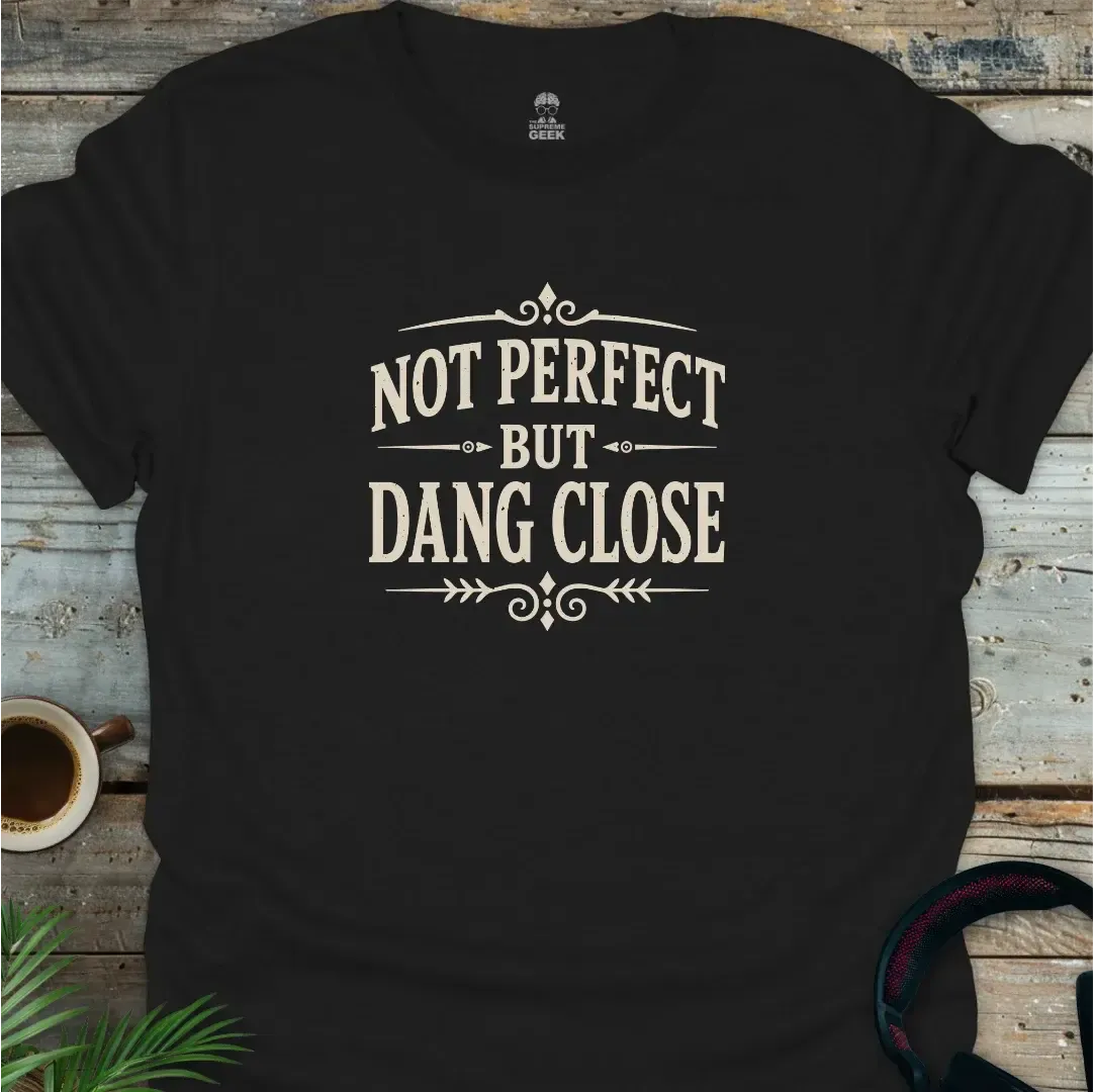 Not Perfect But Dang Close - Geek T-Shirt - Black