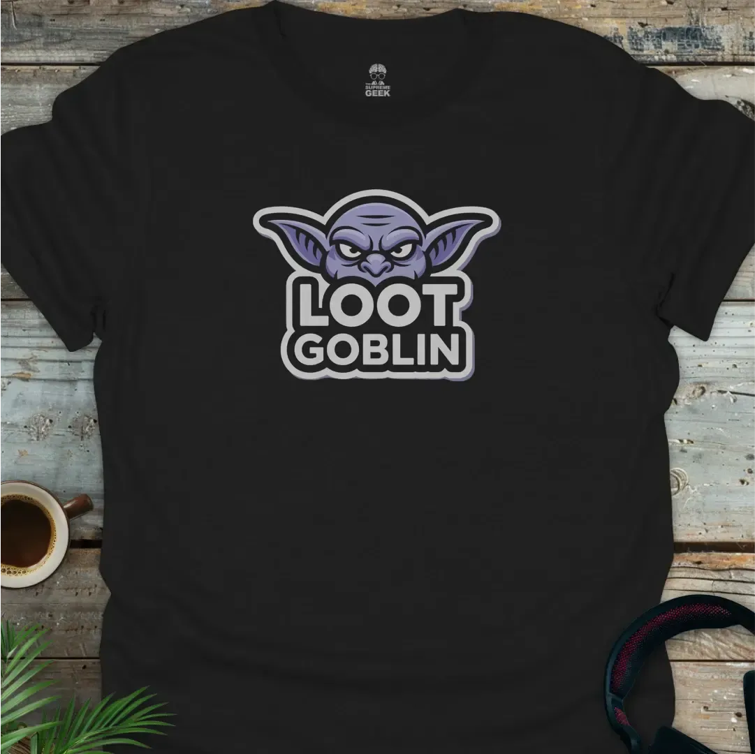 Purple Loot Goblin - Geek T-Shirt - Black