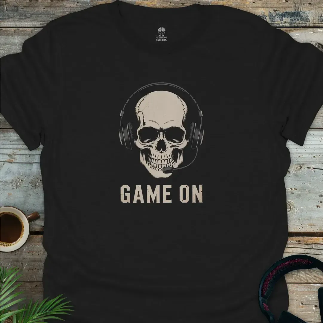 Game On (Skull) - Geek T-Shirt - Black