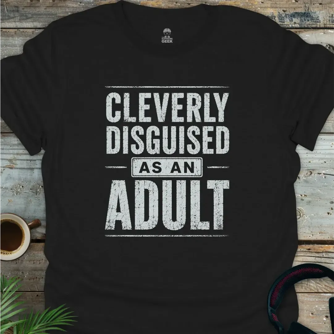 Cleverly Disguised As An Adult - Geek T-Shirt - Black