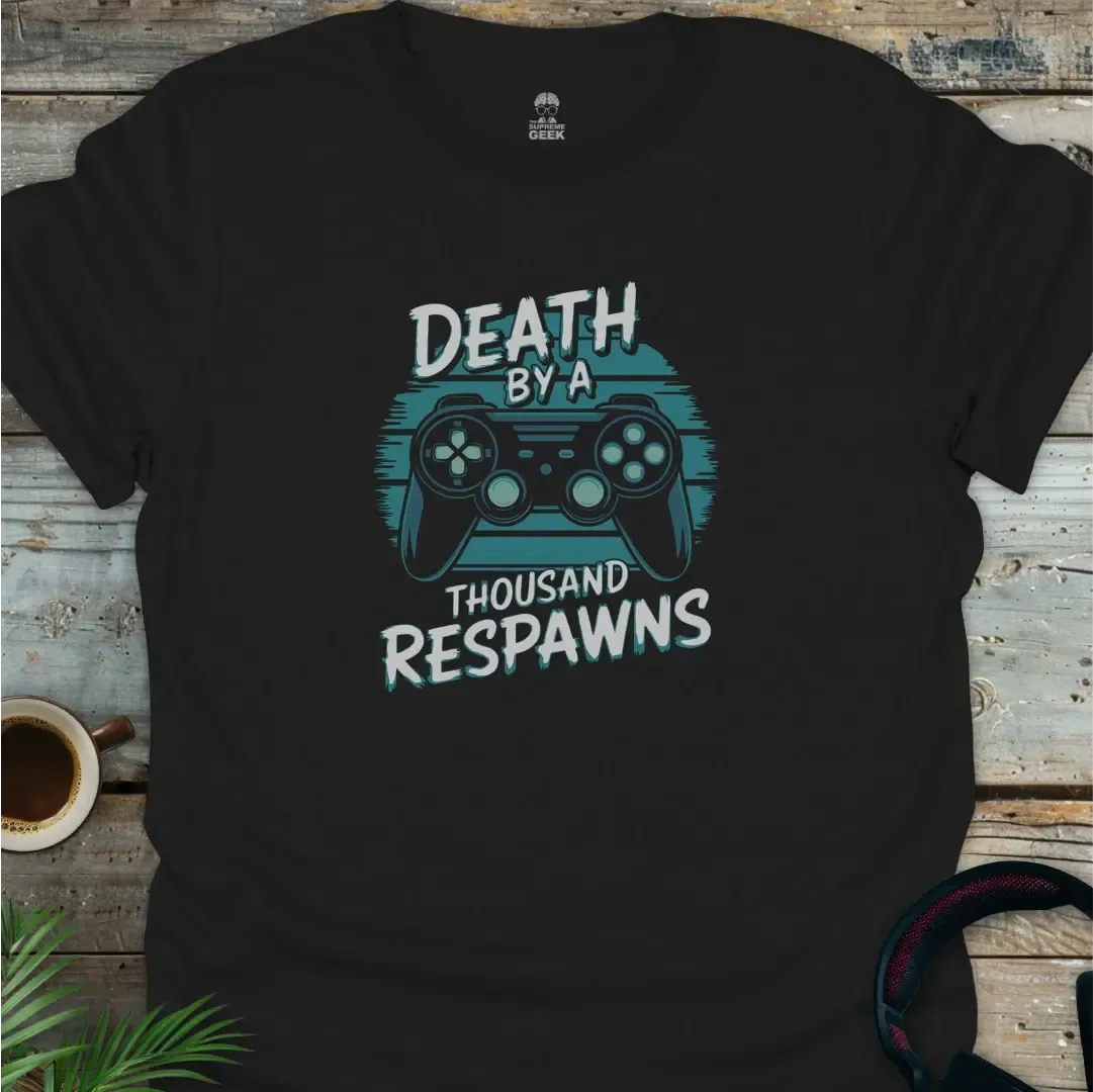 Death By A Thousand Respawns - Geek T-Shirt - Black