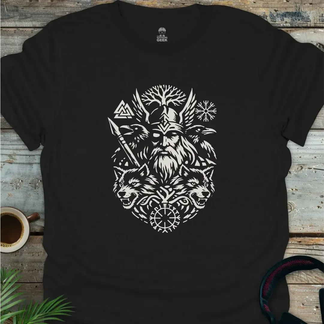 Odin And The Creatures Of Myth - Geek T-Shirt - Black
