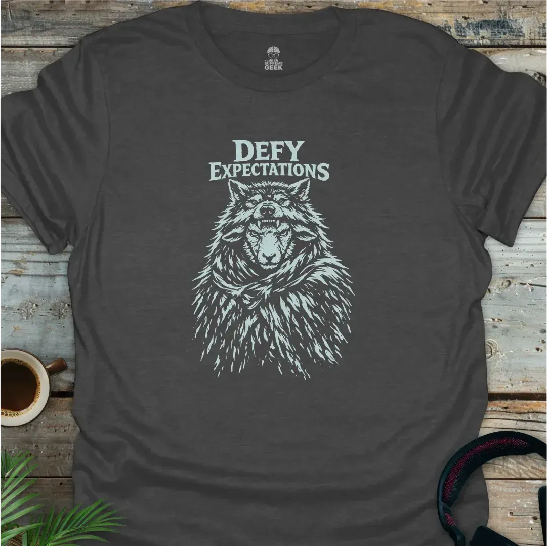 Defy Expectations - Sheep in Wolf's Clothing - Geek T-Shirt - Dark Heather