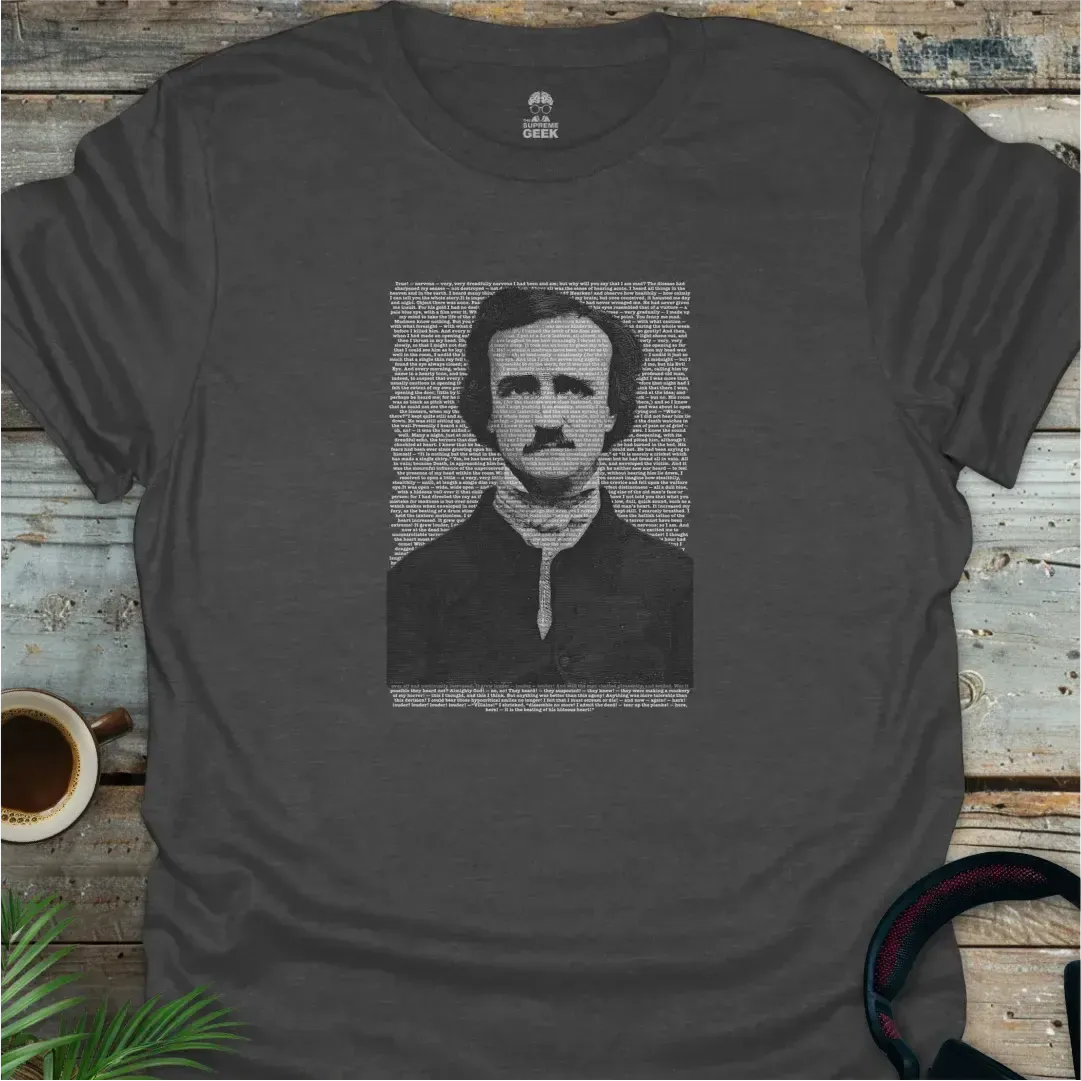 Edgar Allen Poe - Tell Tale T-Shirt - Geek T-Shirt - Dark Heather