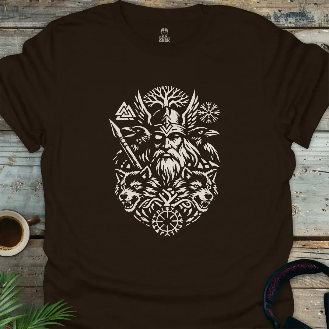 Odin And The Creatures Of Myth - Geek T-Shirt - Dark Chocolate