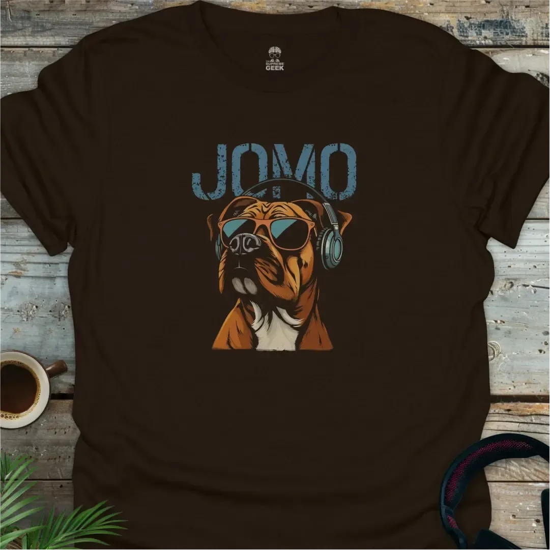 JOMO - Joy Of Missing Out (Boxer Dog) - Geek T-Shirt - Dark Chocolate