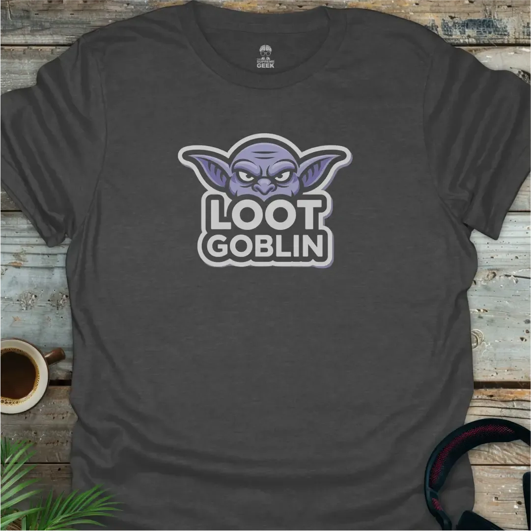 Purple Loot Goblin - Geek T-Shirt - Dark Heather