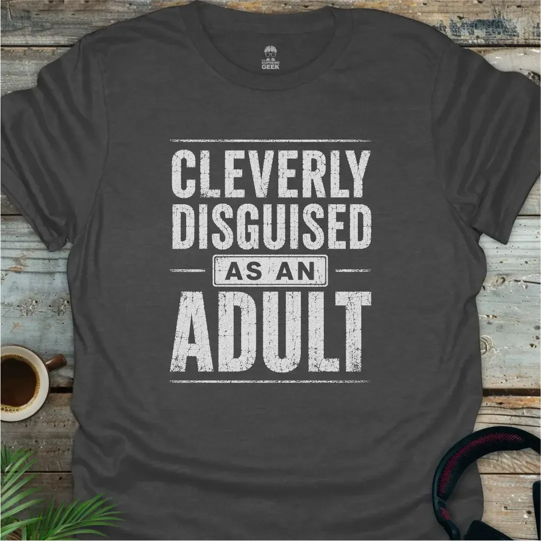 Cleverly Disguised As An Adult - Geek T-Shirt - Dark Heather