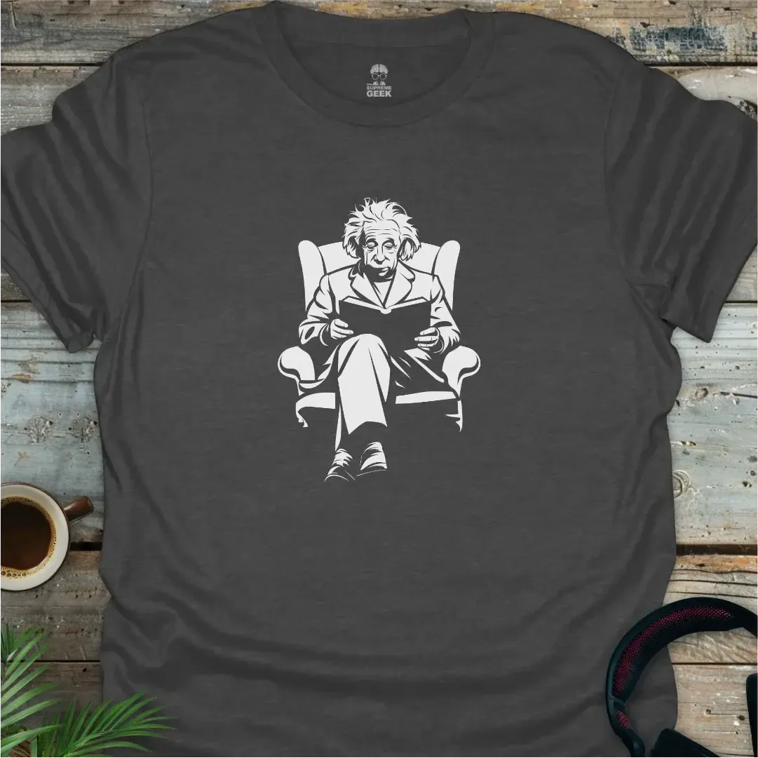 Einstein Reading - Geek T-Shirt - Dark Heather