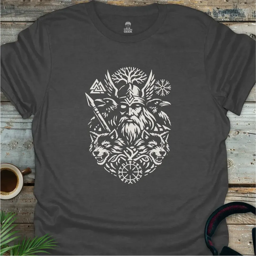 Odin And The Creatures Of Myth - Geek T-Shirt - Dark Heather