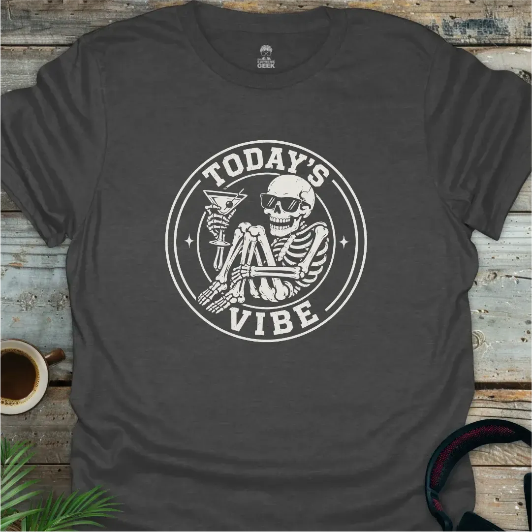 Today's Vibe (Skeleton) - Geek T-Shirt - Dark Heather