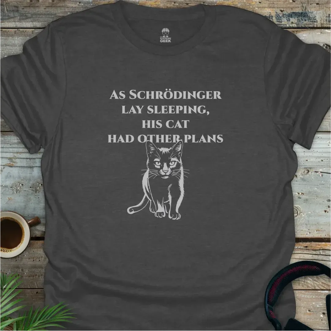 As Schrödinger Lay Sleeping - Geek T-Shirt - Dark Heather