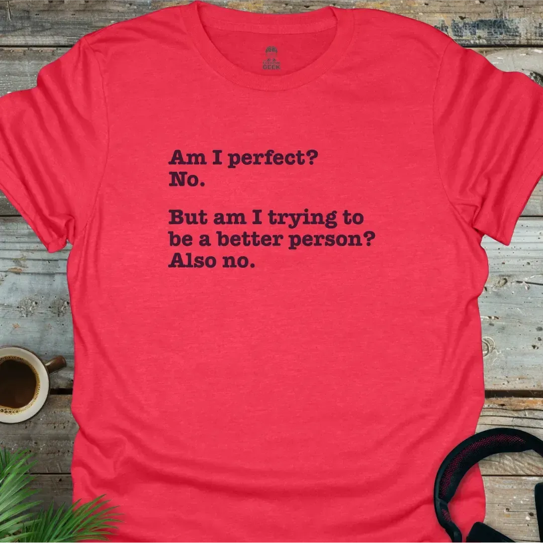 Am I Perfect? - Geek T-Shirt - Heather Red