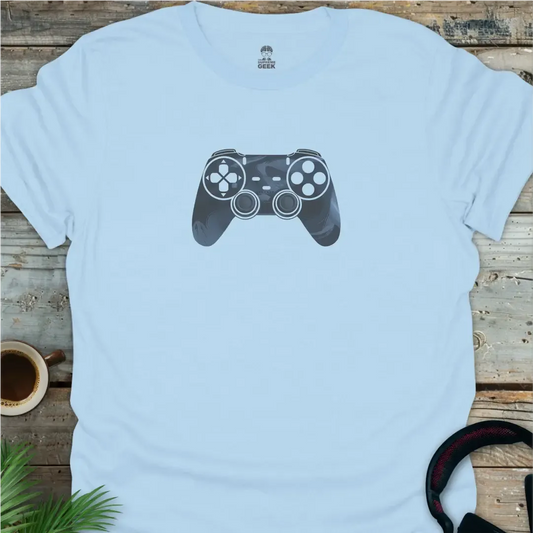 Swirling Game Controller - Geek T-Shirt - Light Blue