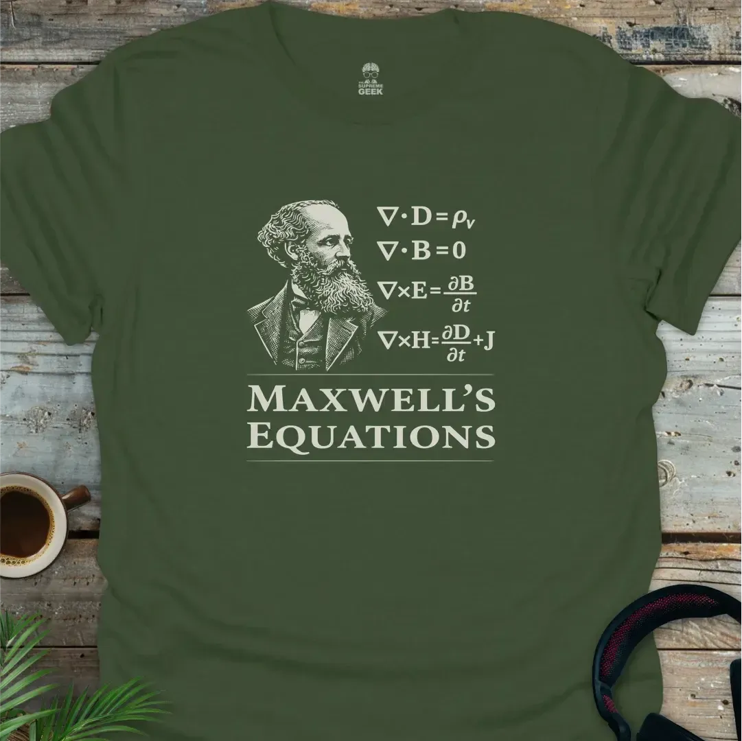 Maxwell's Equations - Geek T-Shirt - Military Green